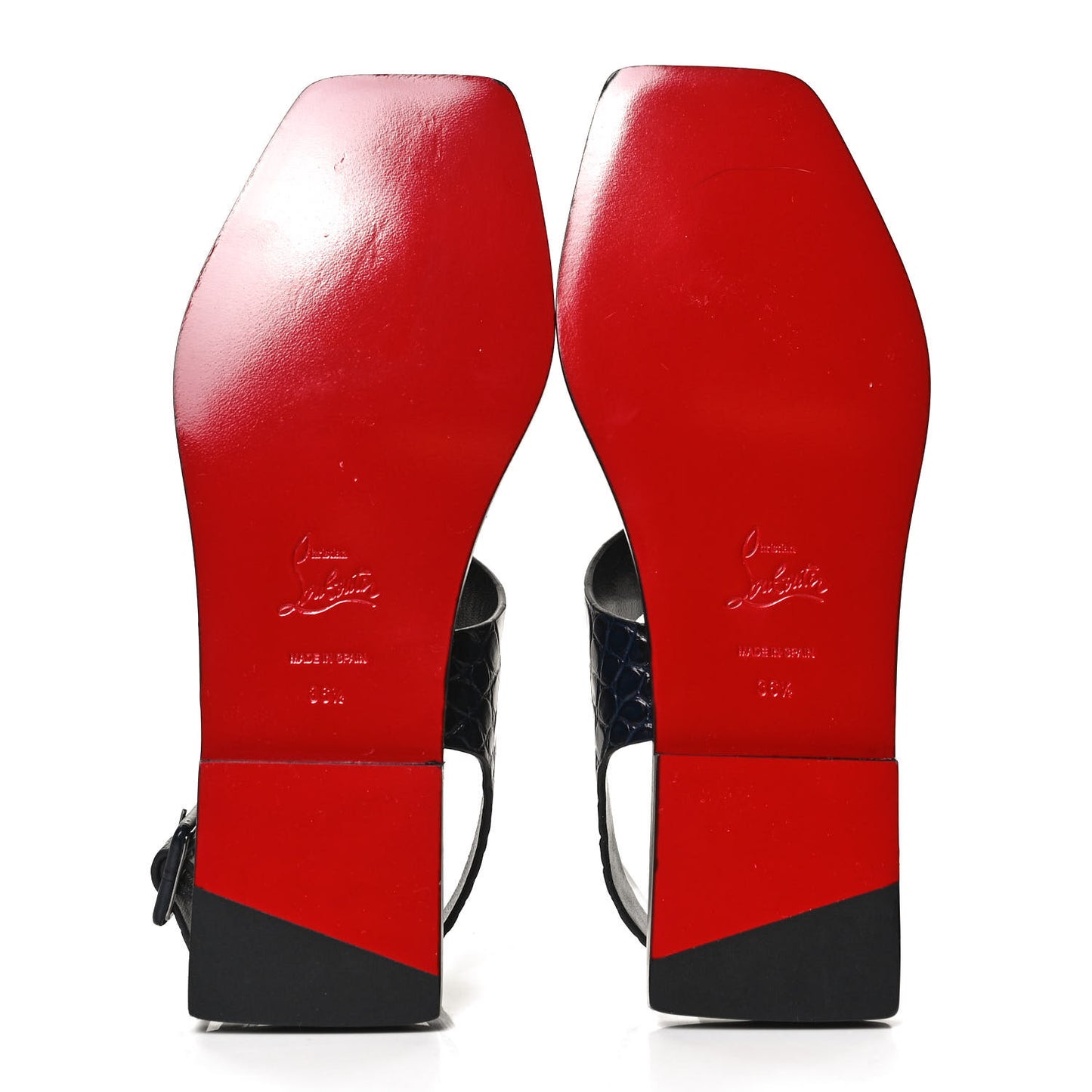 Calfskin Crocodile Embossed Cubongo Flat Sandals 36.5 Obscur