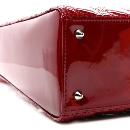 Christian Dior Patent Cannage Medium Lady Dior Burgundy Red 9 of 10