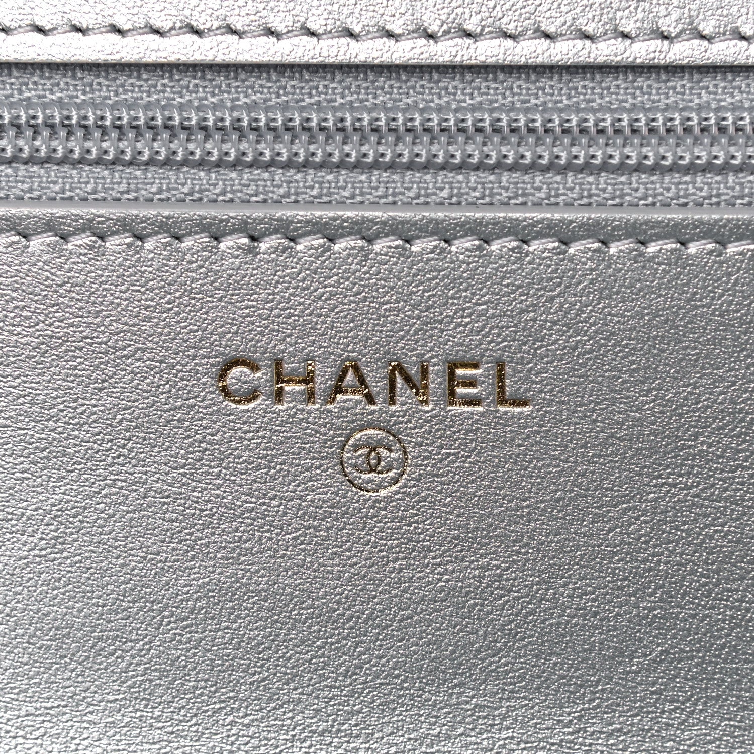 Chanel Metallic Lambskin Quilted Chanel 19 Wallet On Chain WOC Silver 6 of 14