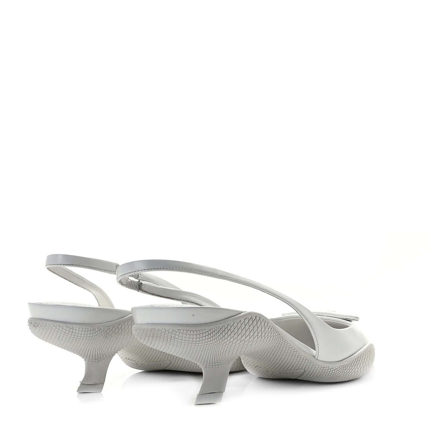 Spazzolato Triangle Logo Pointed Toe 45mm Slingback Pumps 38.5 White