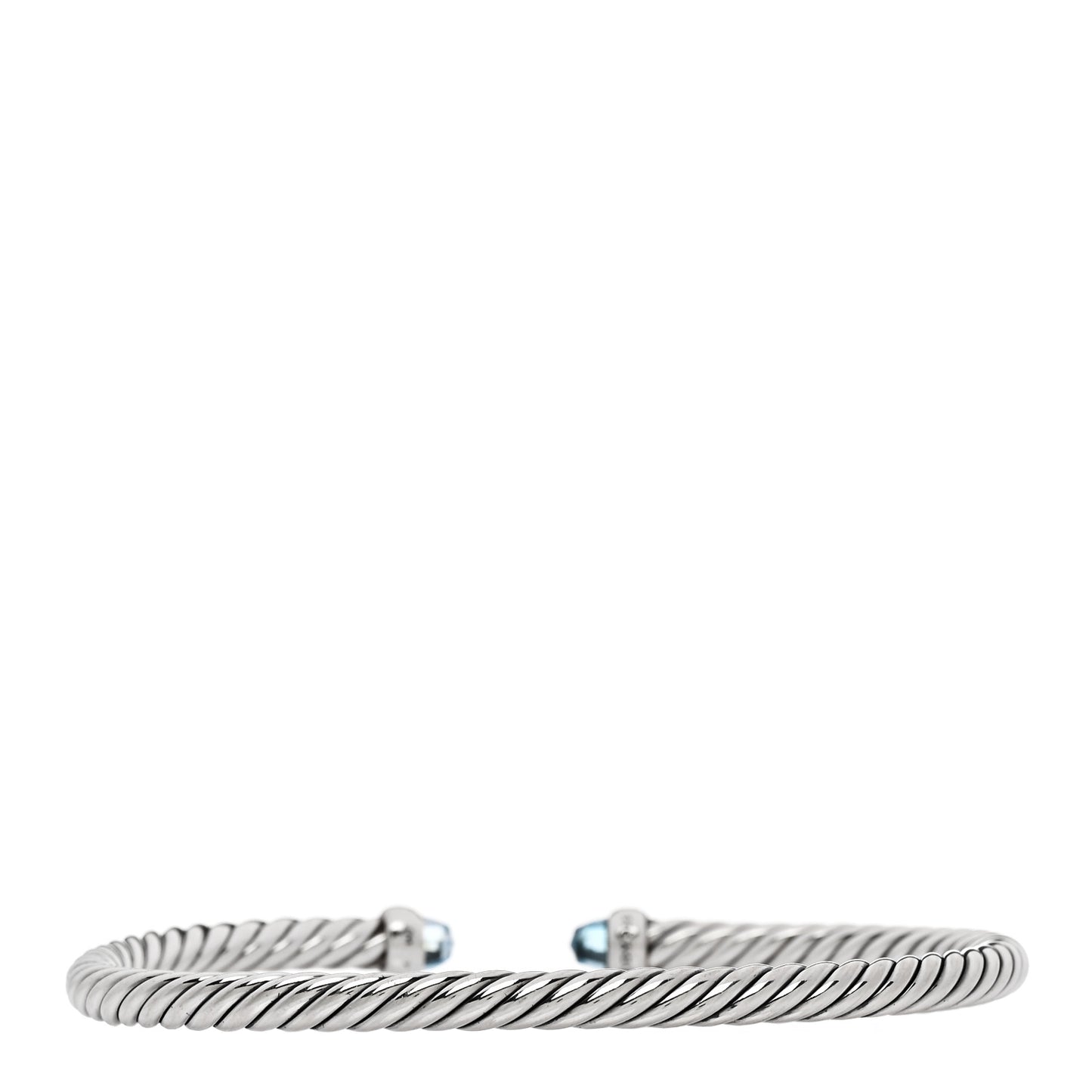 Sterling Silver Diamond Blue Topaz 4mm Cable Flex Bracelet