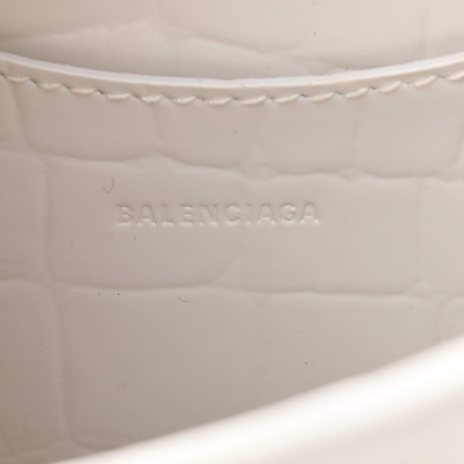 Balenciaga Semi Shiny Calfskin Crocodile Embossed Neo Classic Silver Hardware Mini City White 6 of 9