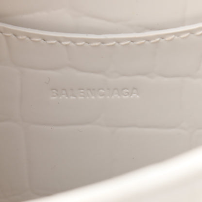 Balenciaga Semi Shiny Calfskin Crocodile Embossed Neo Classic Silver Hardware Mini City White 6 of 9