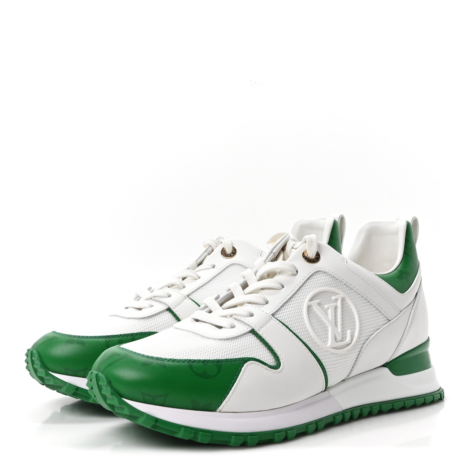Louis Vuitton Calfskin Monogram Run Away Sneakers 40 White Green 4 of 9