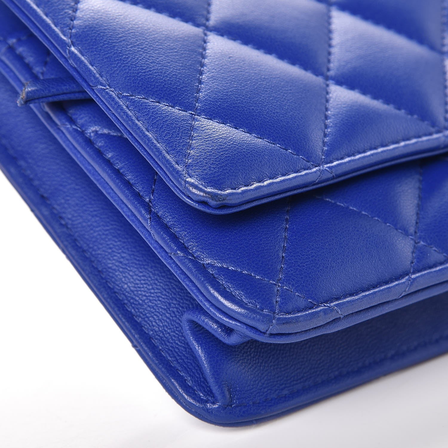 Chanel Lambskin Quilted Wallet On Chain WOC Blue Fonce 9 of 11