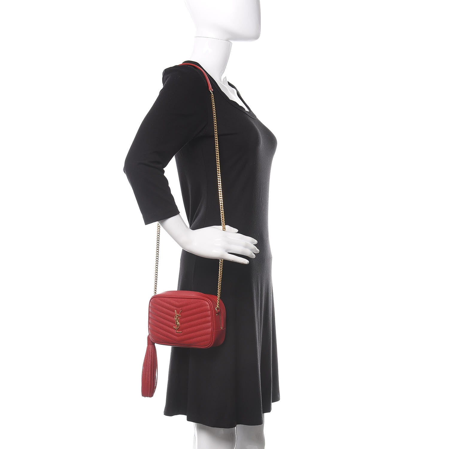 Saint Laurent Grain De Poudre Matelasse Monogram Mini Lou Camera Bag Eros Red 2 of 11