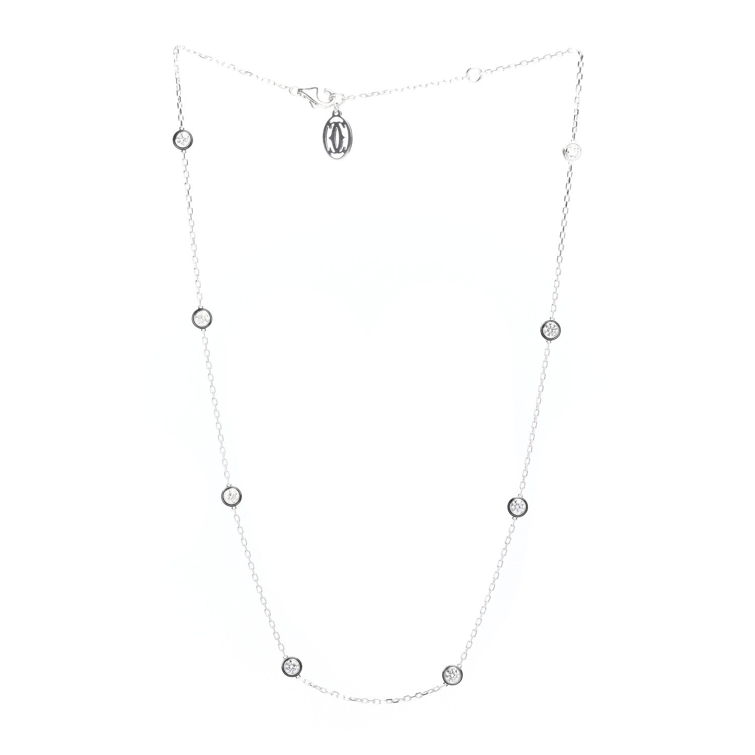 Cartier 18K White Gold 8 Diamond D'Amour Station Necklace 3 of 4