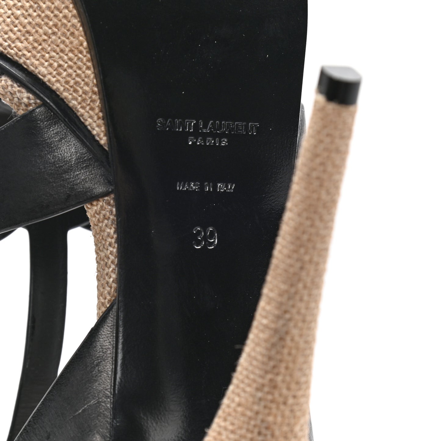 Calfskin Canvas Tribute 105 Platform Sandals 39 Black