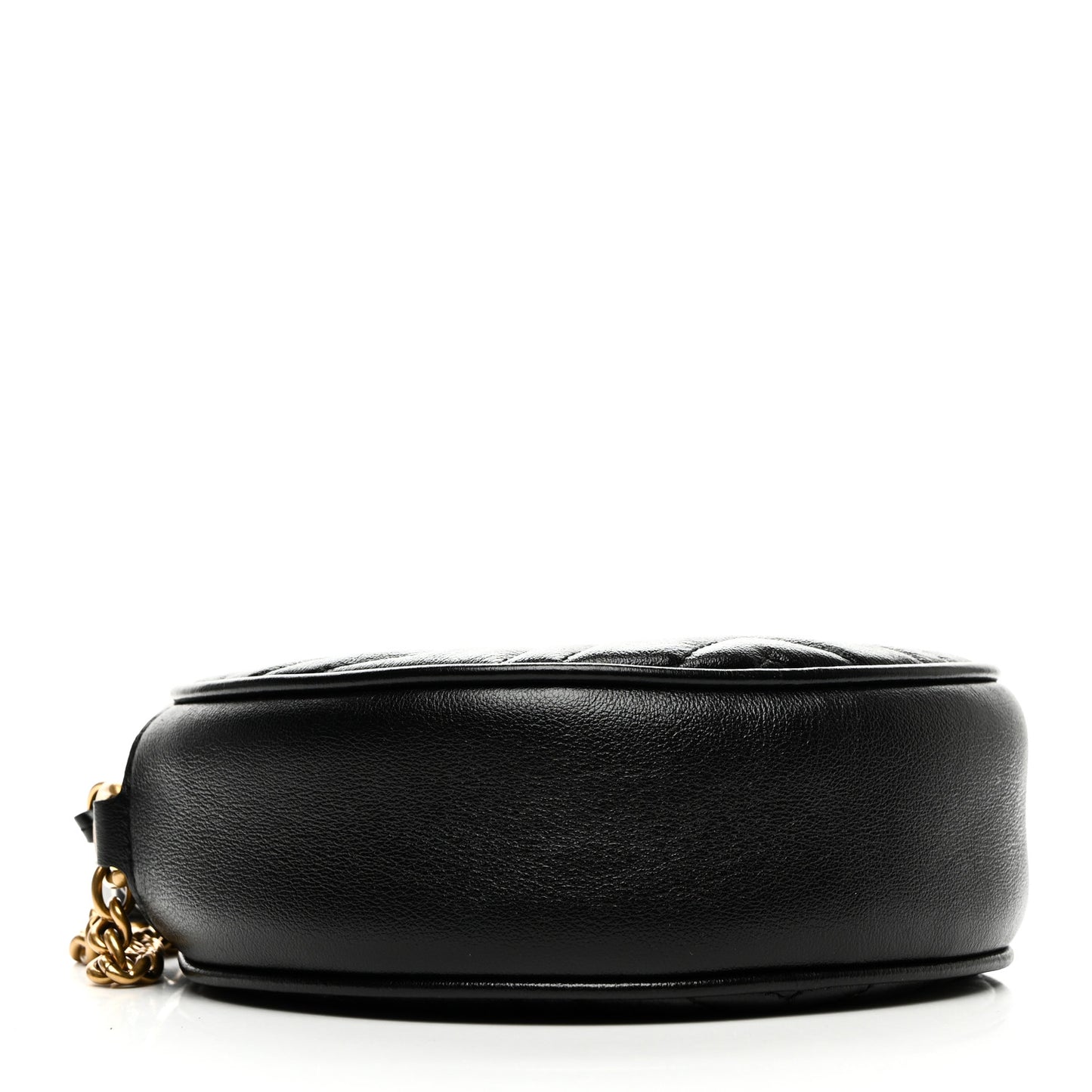 Azalea Calfskin Matelasse Heart Mini GG Marmont Round Shoulder Bag Black