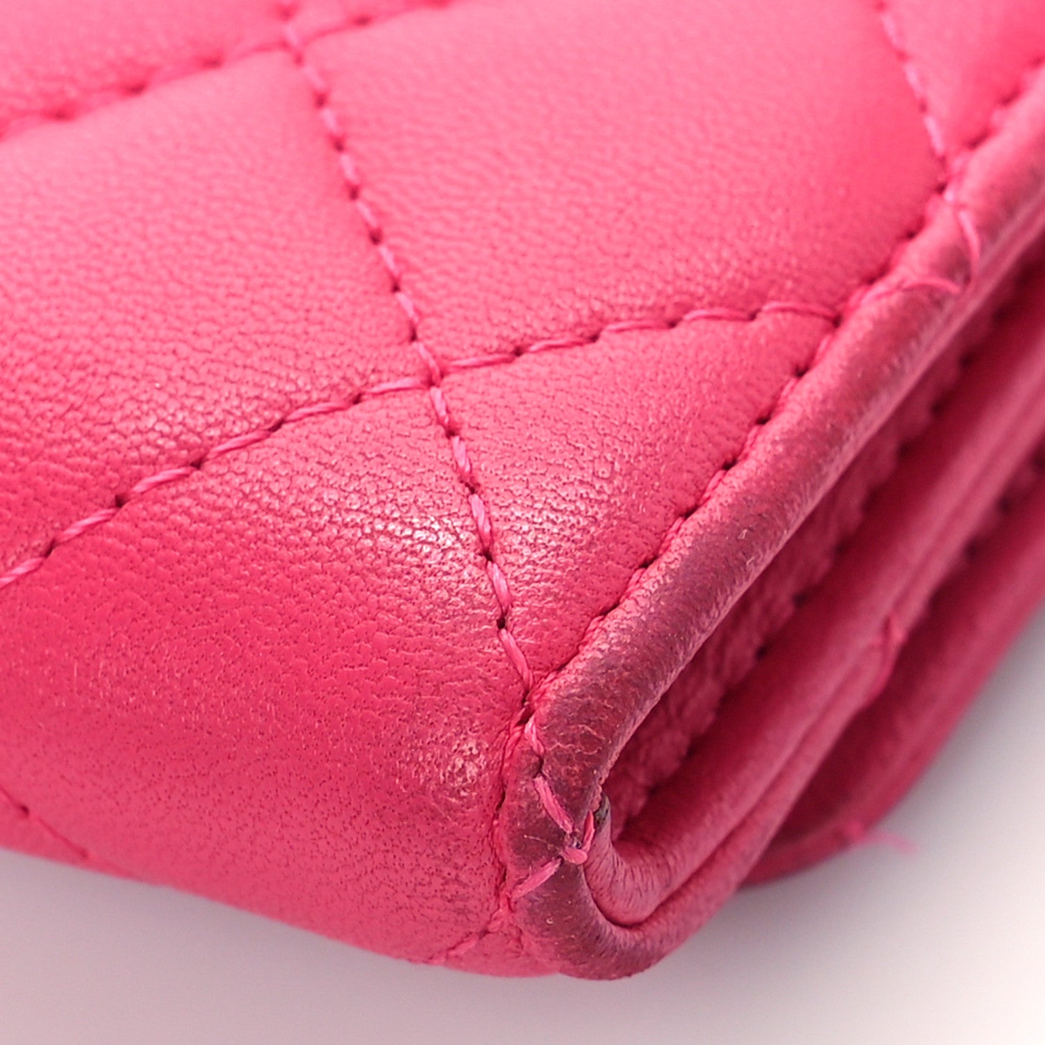 Chanel Lambskin Quilted Flap Card Holder Dark Pink 14 of 14