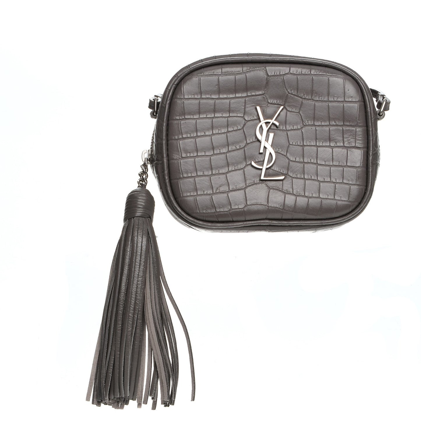 Calfskin Crocodile Embossed Monogram Blogger Bag Fog