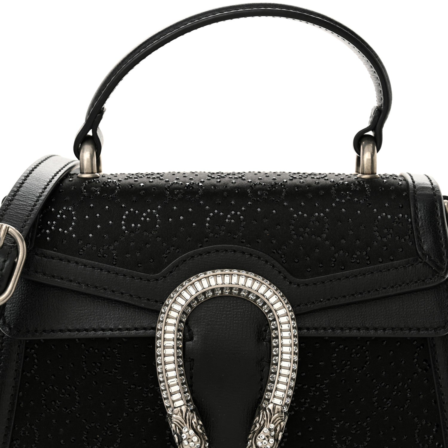 Gucci Satin Crystal GG Monogram Mini Dionysus Top Handle Bag Black 7 of 12