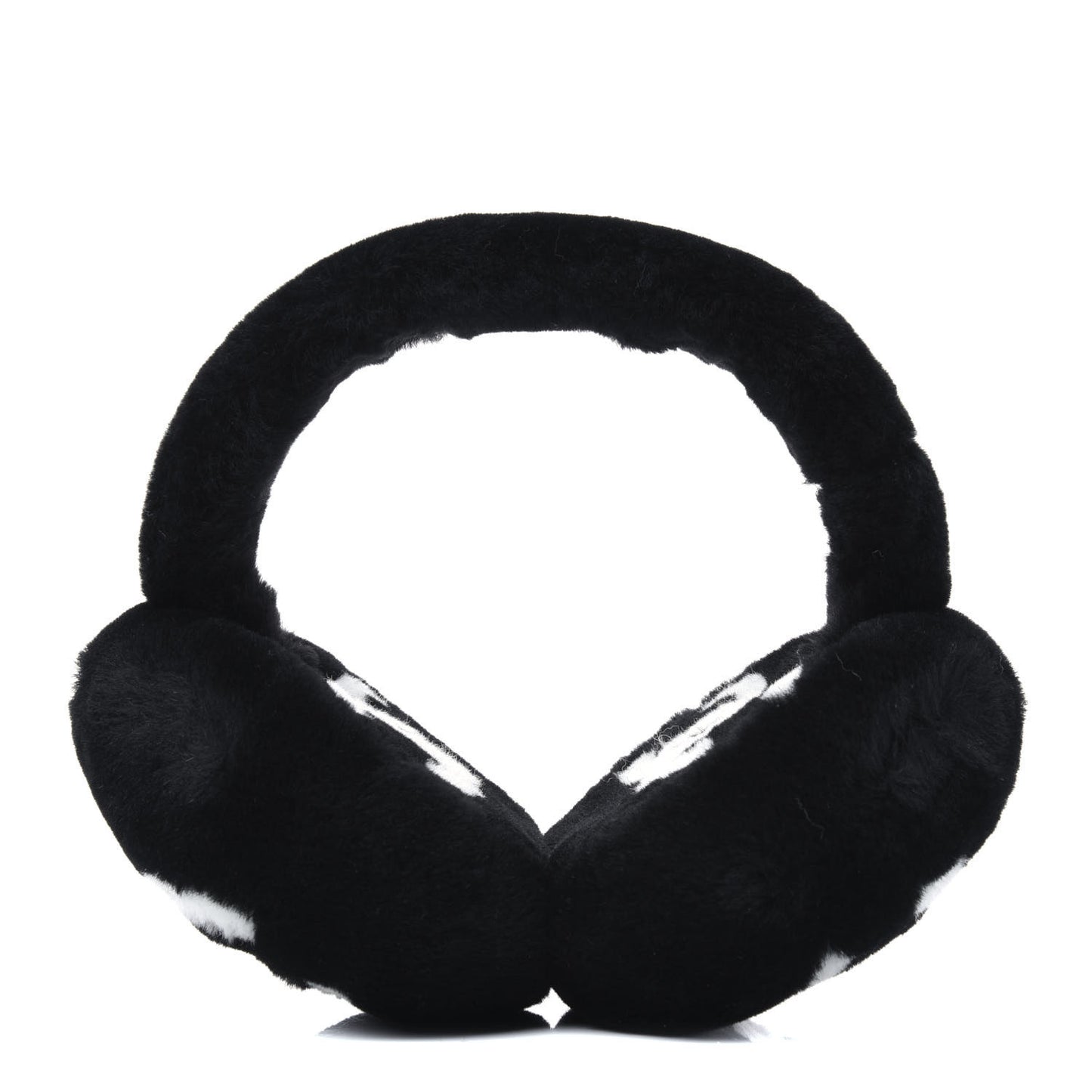 Shearling CC Ear Muffs Black White