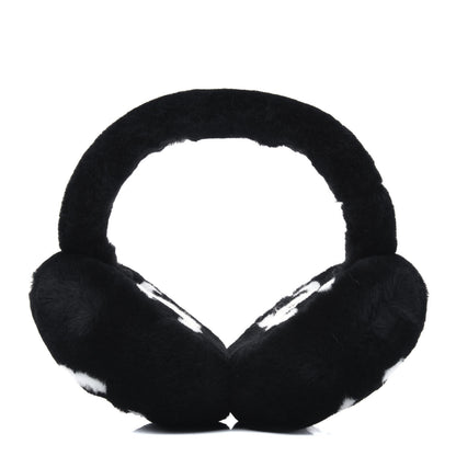 Chanel Shearling CC Ear Muffs Black White 1 of 4