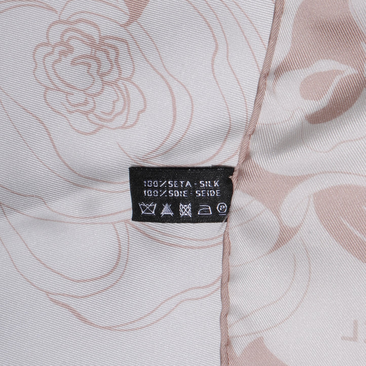 Silk CC Logo Camellia Scarf White Beige