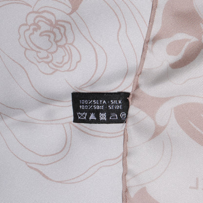 Chanel Silk CC Logo Camellia Scarf White Beige 5 of 5