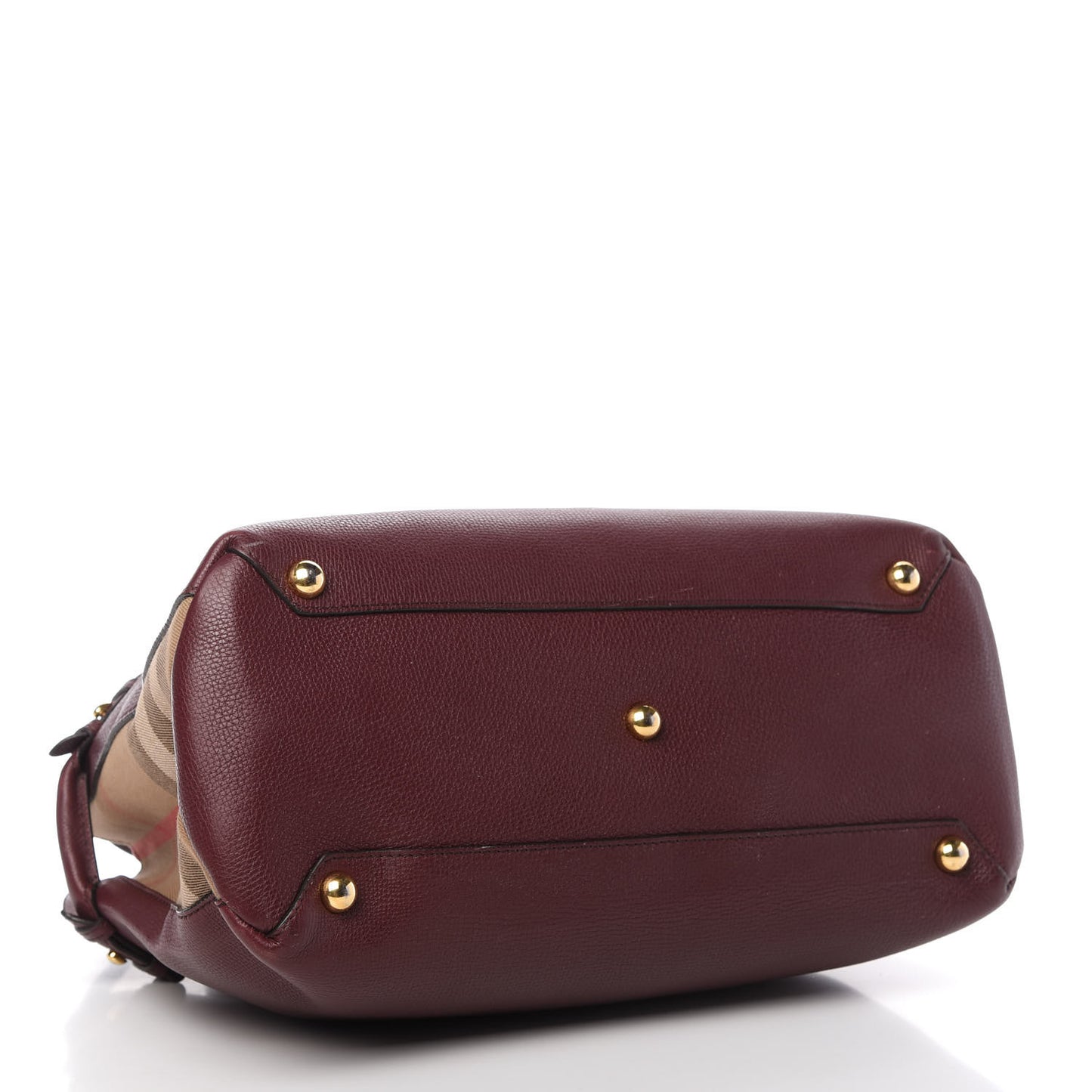 Grainy Calfskin House Check Medium Banner Tote Mahogany Red