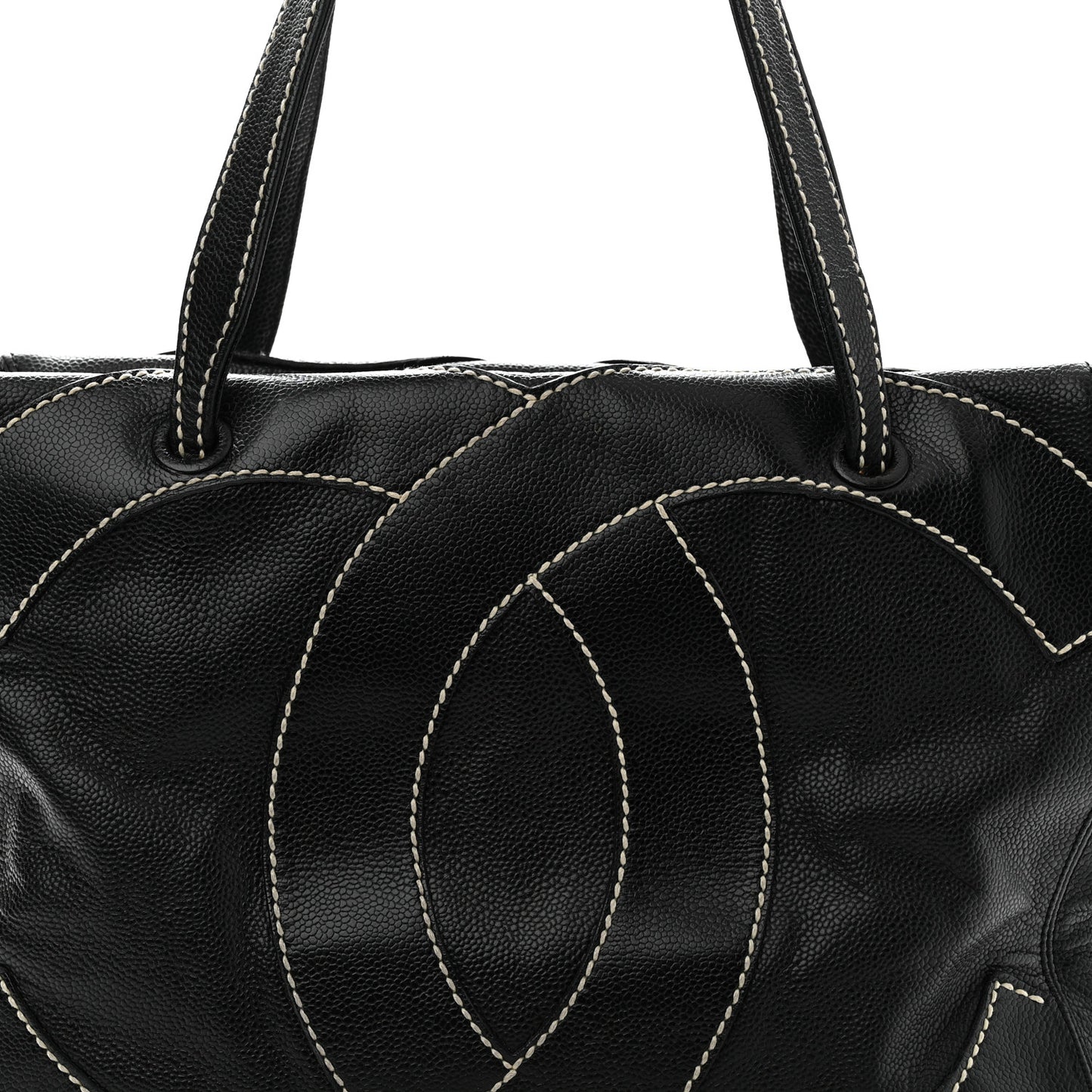 Caviar CC Stitched Medium Tote Black Black