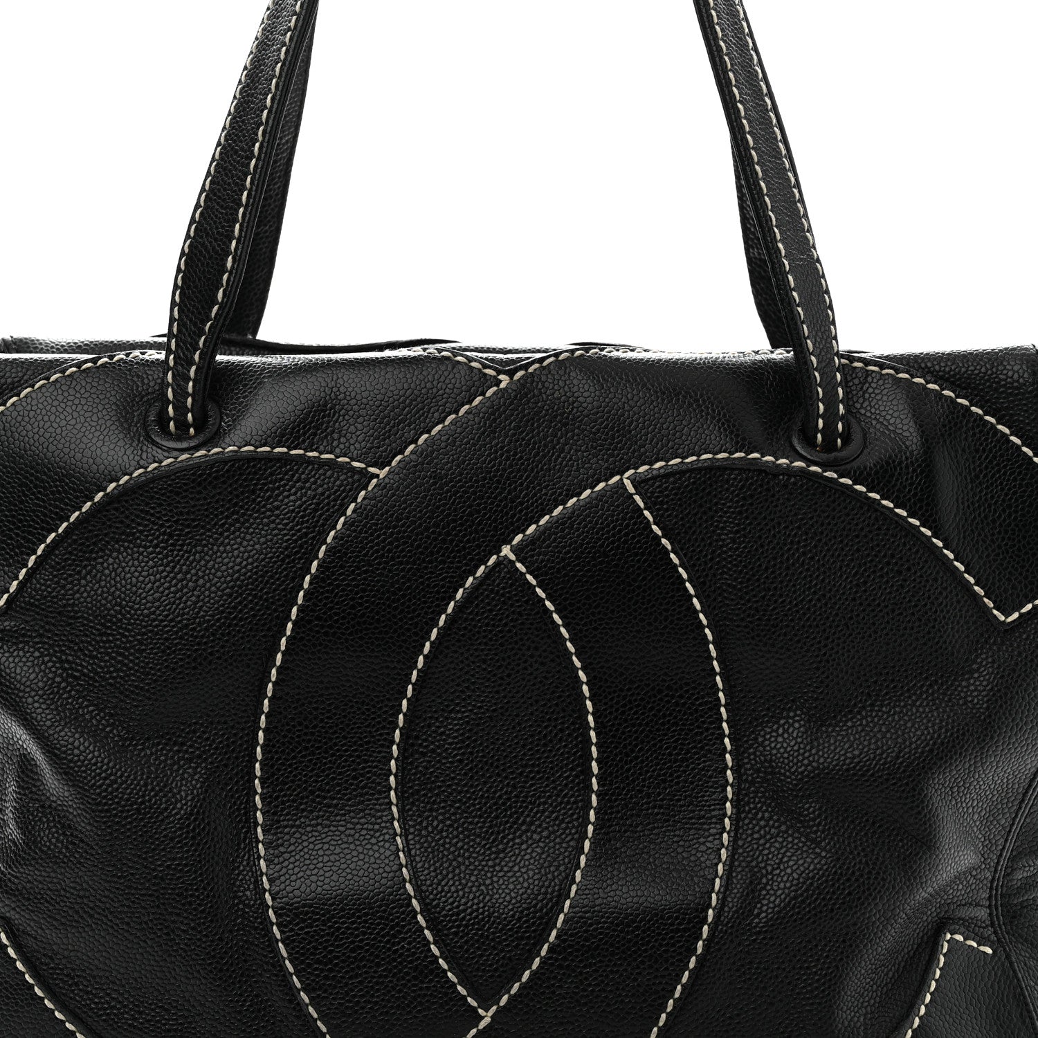 Chanel Caviar CC Stitched Medium Tote Black Black 8 of 10