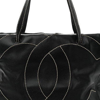Chanel Caviar CC Stitched Medium Tote Black Black 8 of 10