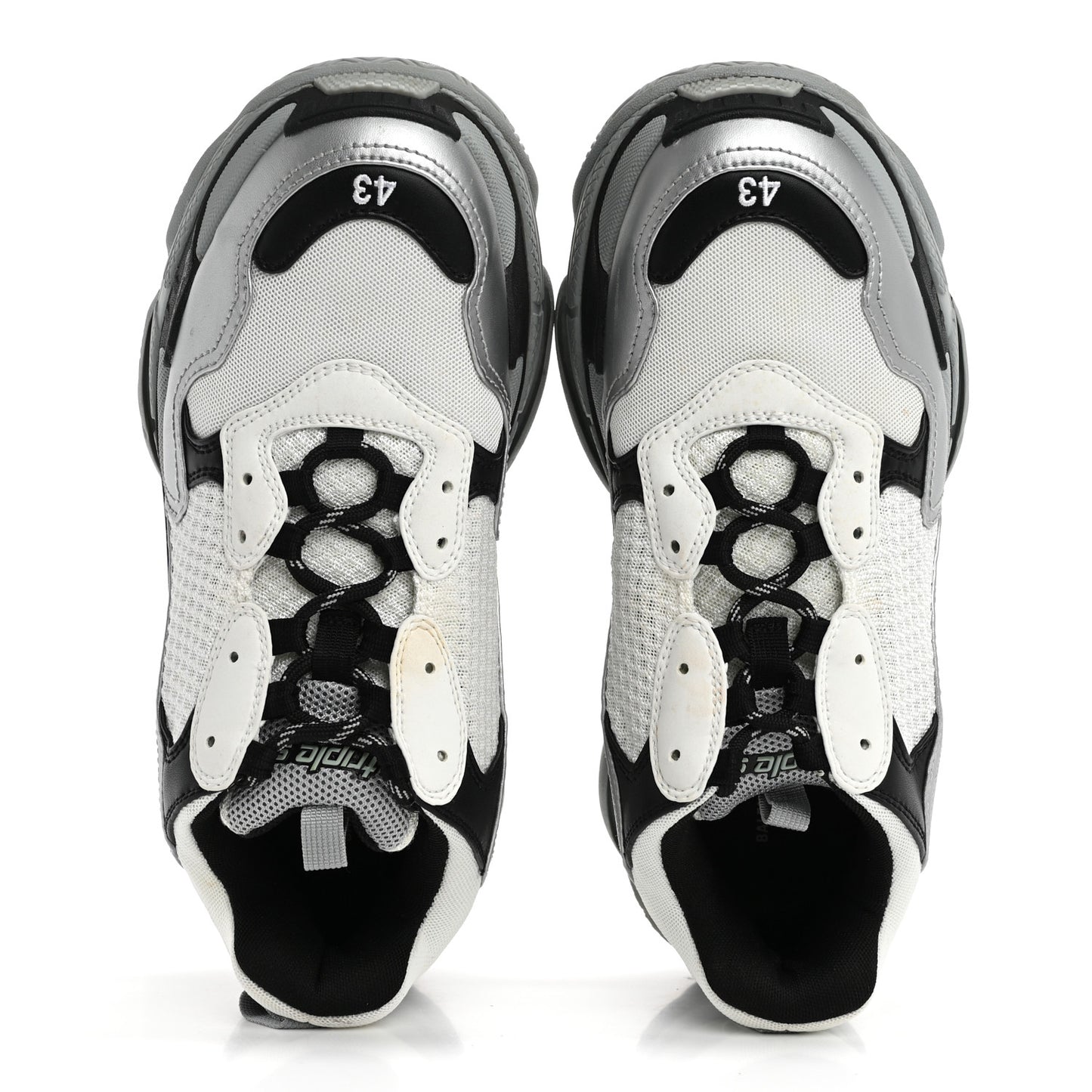 Metallic Fabric Mesh Mens Triple S Sneakers 10 Grey Dark Grey Black