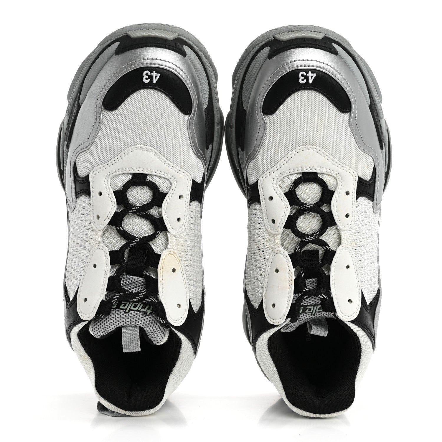 Balenciaga Metallic Fabric Mesh Mens Triple S Sneakers 10 Grey Dark Grey Black 2 of 19