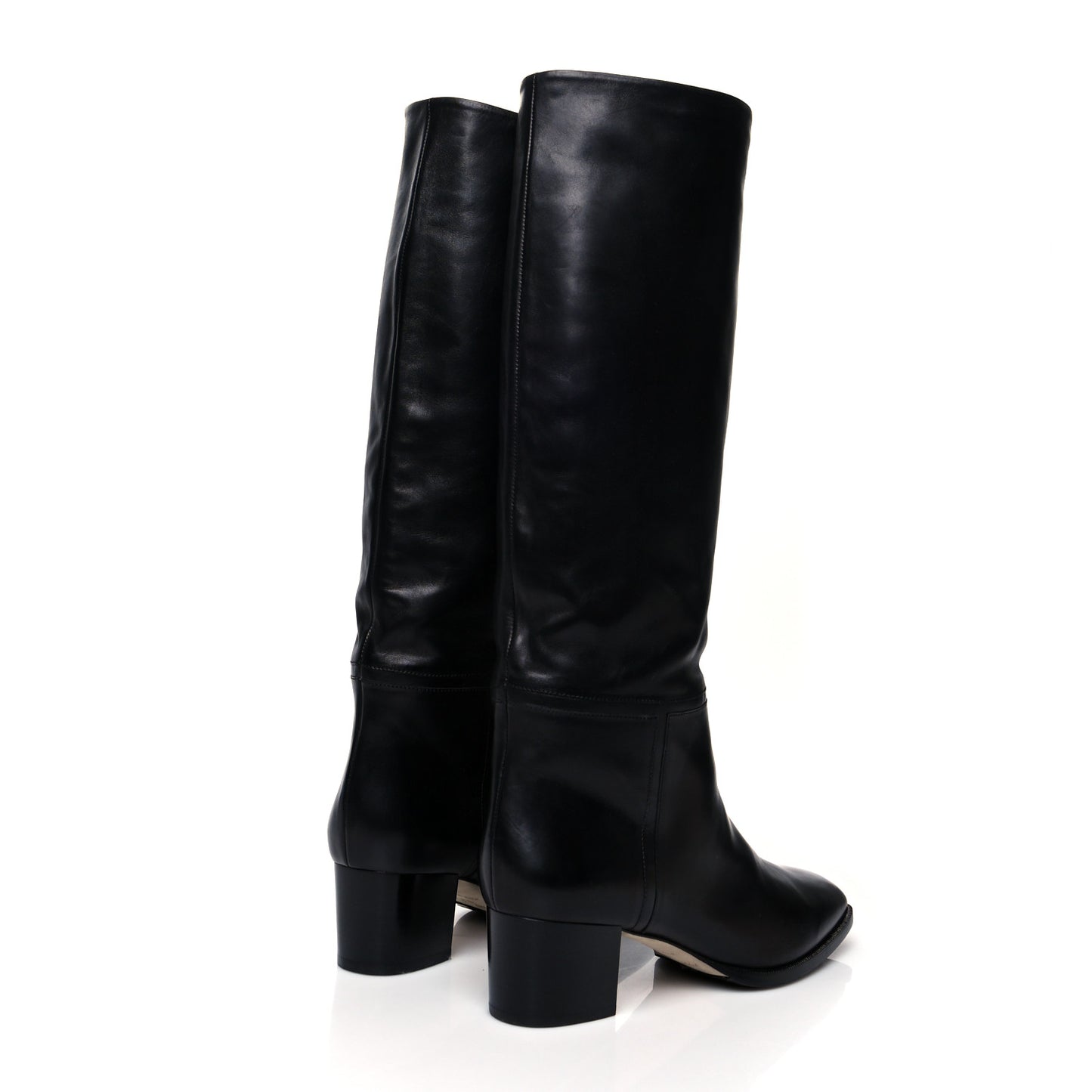 Calfskin Knee High Boots 40 Black