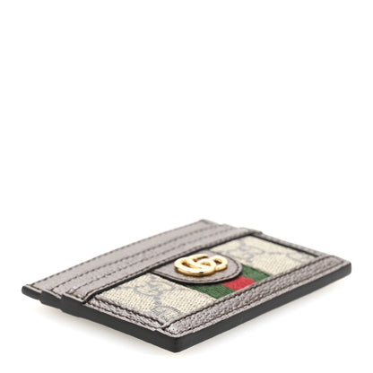 Gucci GG Supreme Monogram Textured Dollar Calfskin Ophidia Card Holder Beige Ebony New Acero 4 of 8
