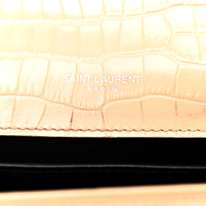 Saint Laurent Calfskin Crocodile Embossed Small Classic Monogram Kate Tassel Satchel Nude Powder 6 of 10