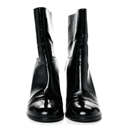 Chanel Crackled Calfskin CC Short Boots 39.5 Black 2 of 8
