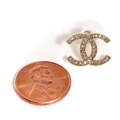 Chanel Crystal CC Earrings Gold 2 of 4