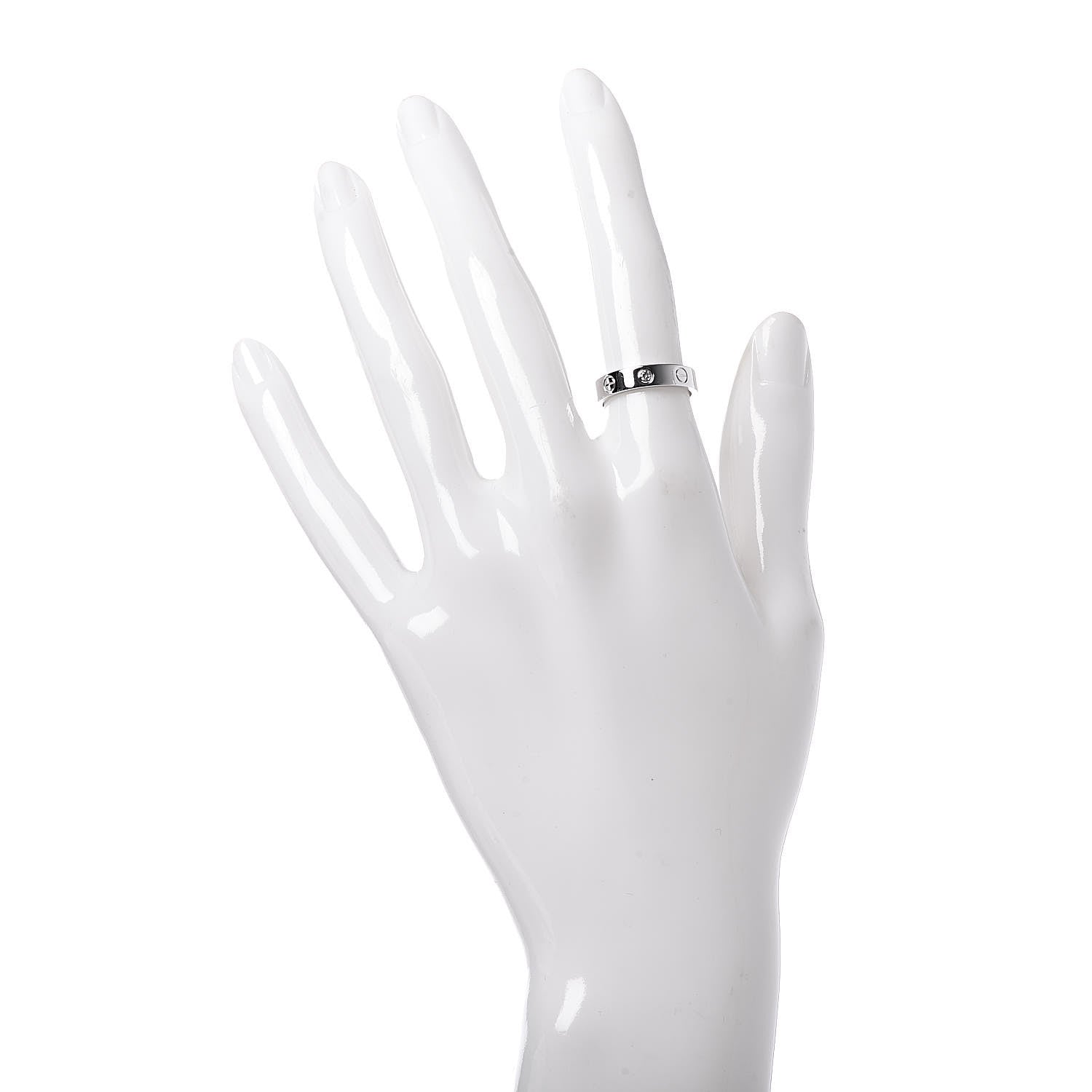 Cartier 18K White Gold Diamond 4mm LOVE Wedding Band Ring 49 5 2 of 4