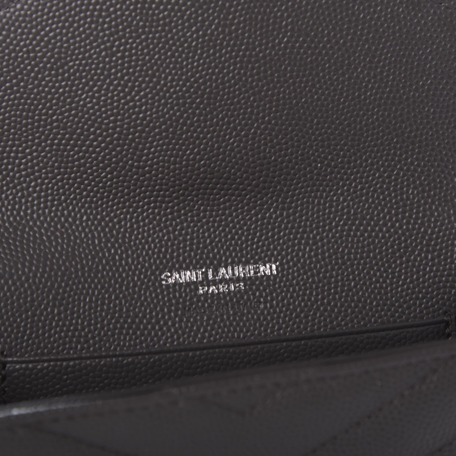 Saint Laurent Grain De Poudre Matelasse Chevron Small Monogram Envelope Wallet Earth 8 of 9