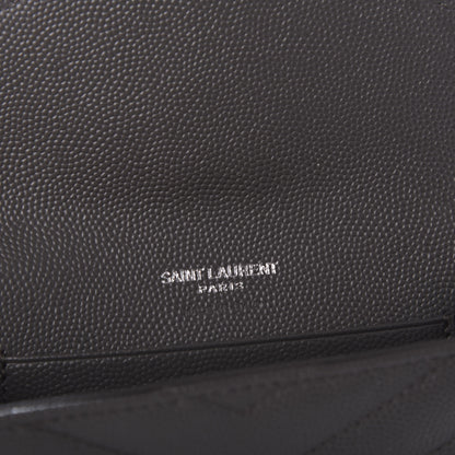 Saint Laurent Grain De Poudre Matelasse Chevron Small Monogram Envelope Wallet Earth 8 of 9