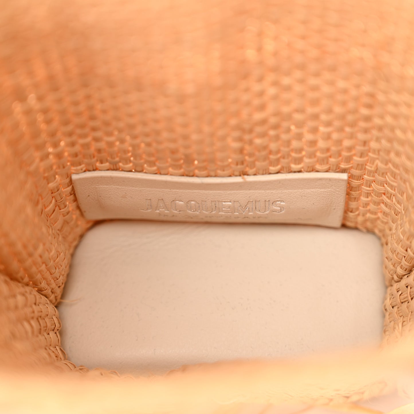 Raffia Woven Calfskin Le Petit Baci Natural White