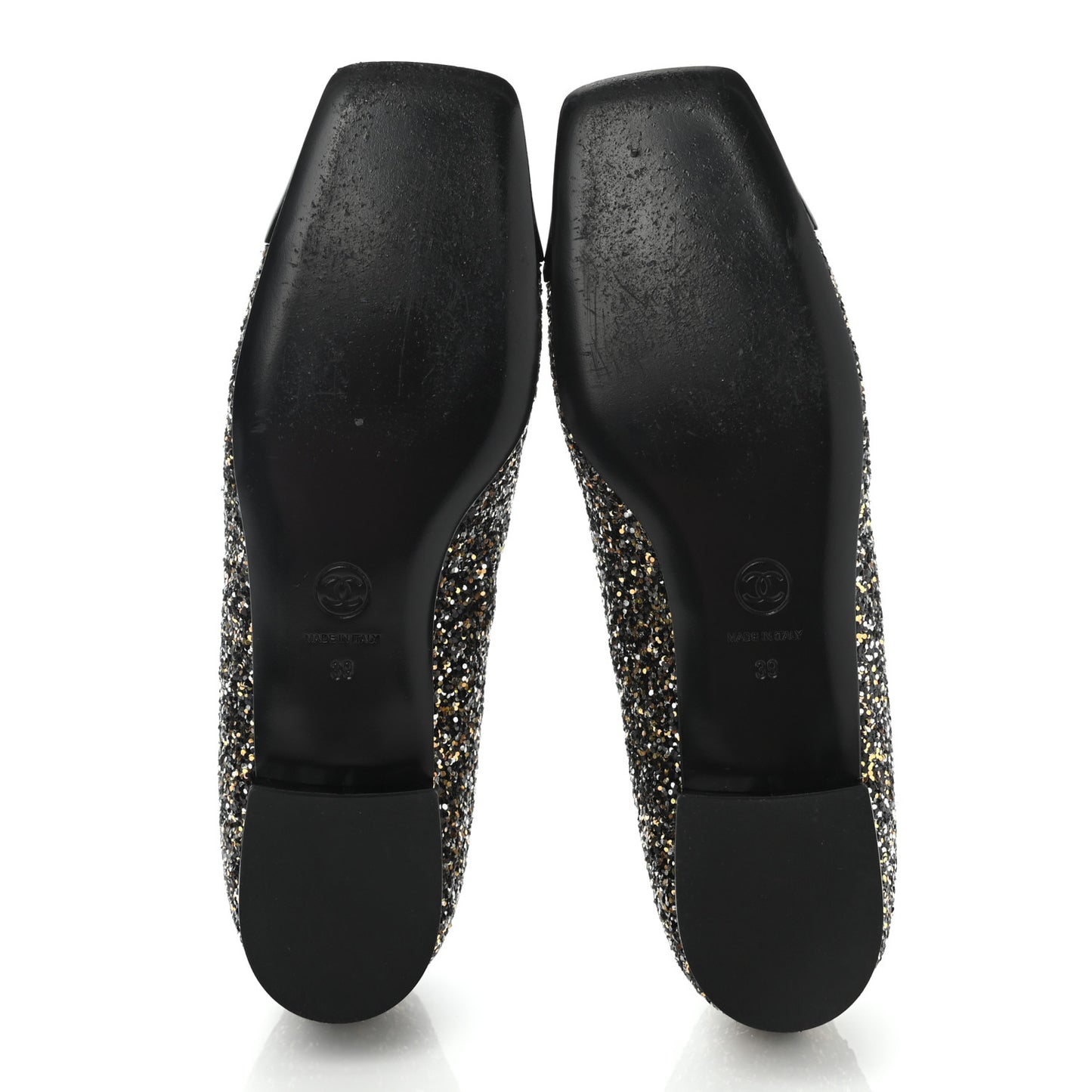 Glitter Fabric Patent Calfskin Moccasin Loafers 39 Black Bronze