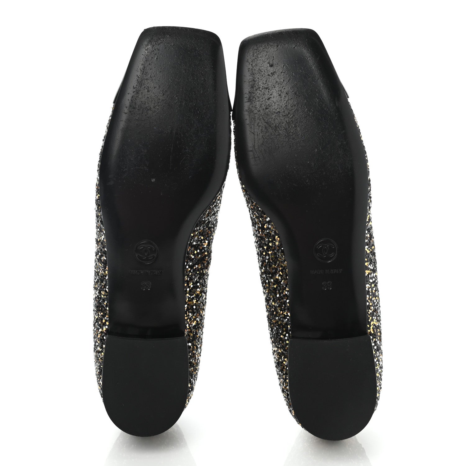 Chanel Glitter Fabric Patent Calfskin Moccasin Loafers 39 Black Bronze 5 of 8