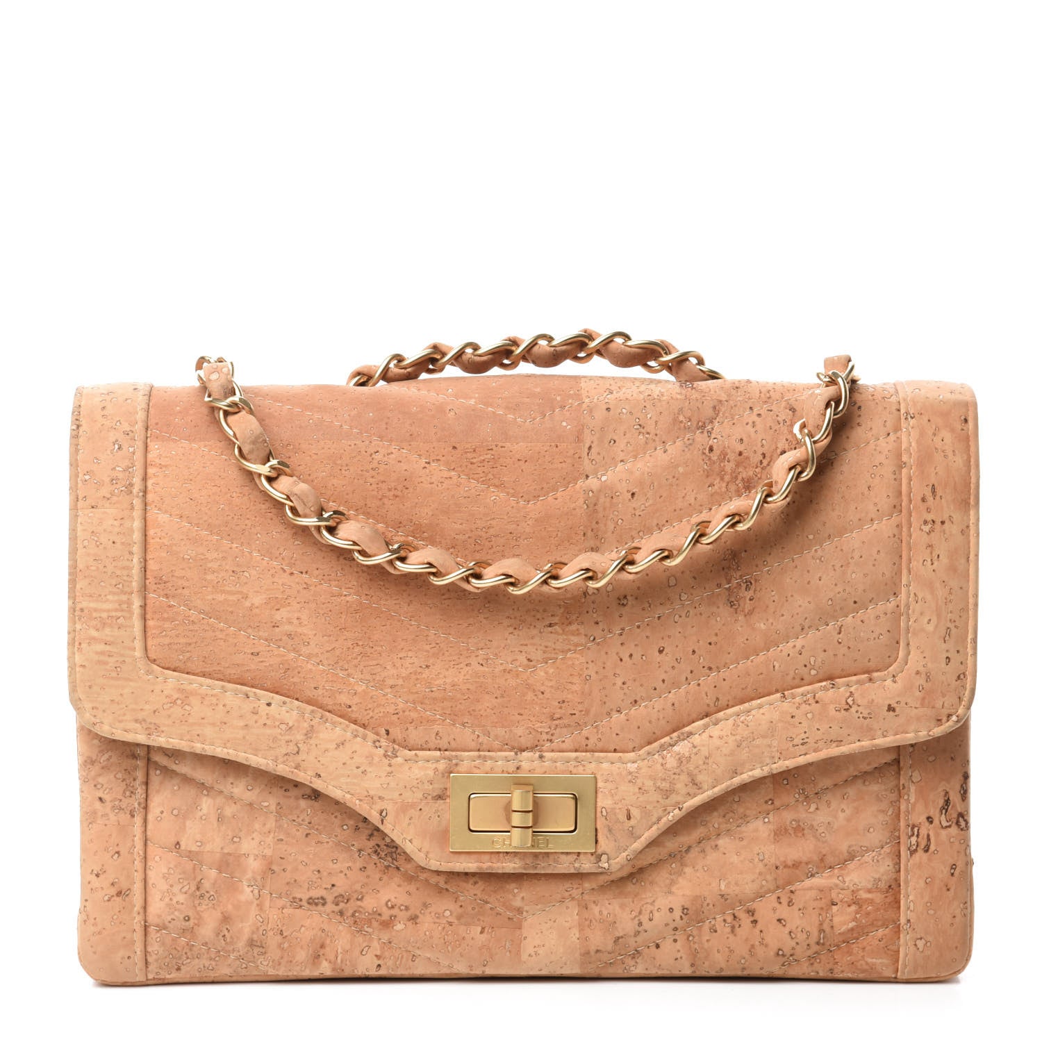 Chanel Cork Chevron Quilted Small Mademoiselle Flap Beige 1 of 10