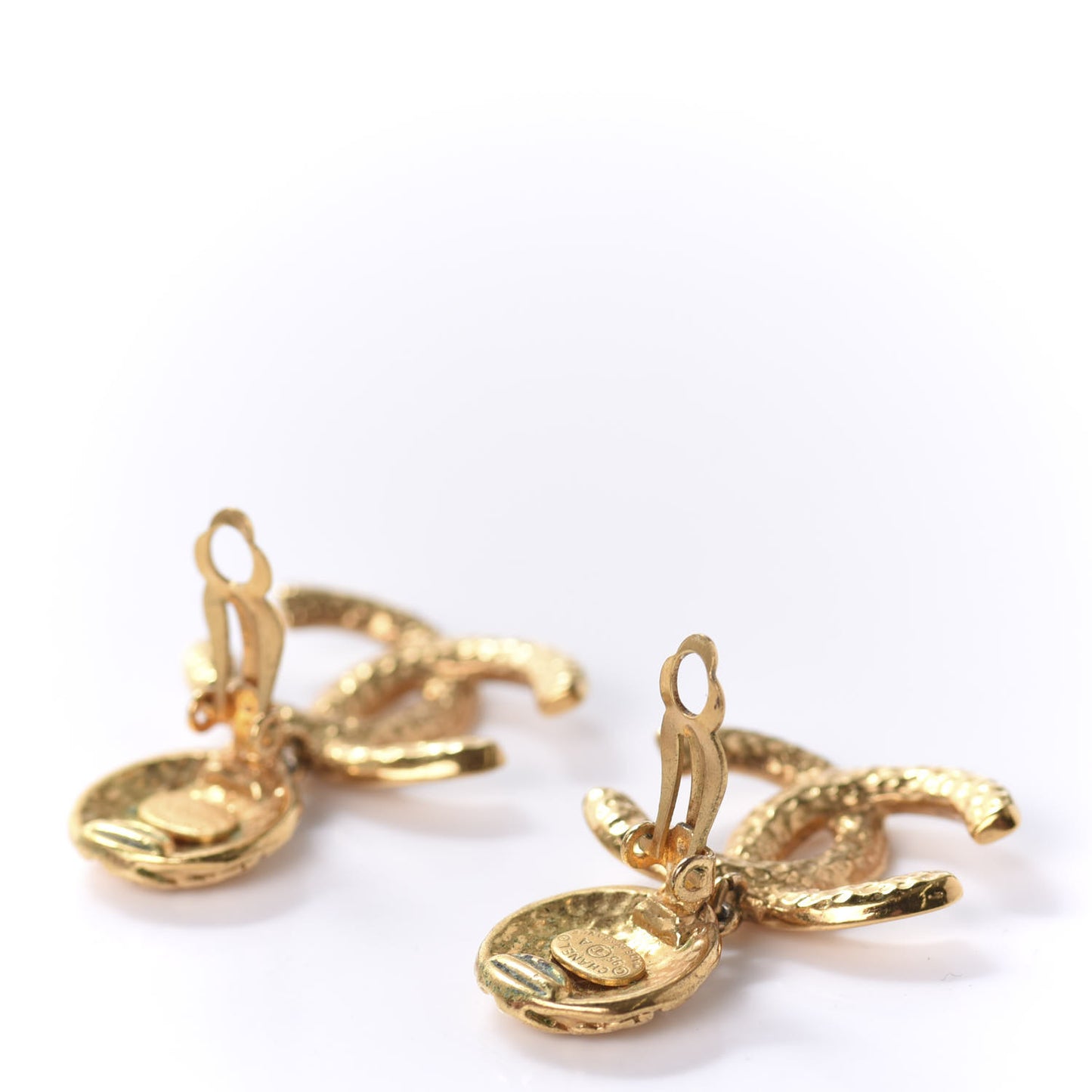 CC Drop Clip On Earrings Gold