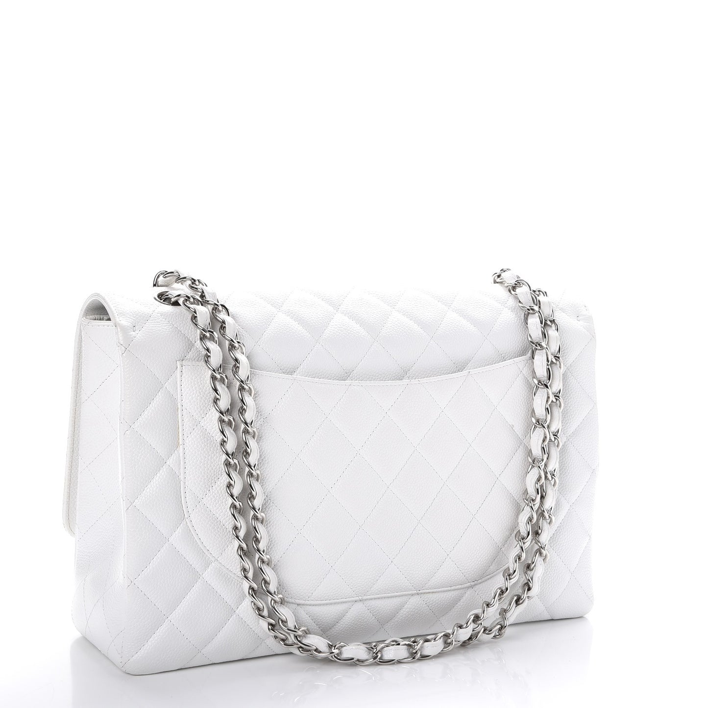 Caviar Maxi Single Flap White