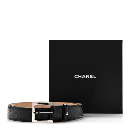Chanel Calfskin Crocodile Embossed Belt 85 34 Black 6 of 6