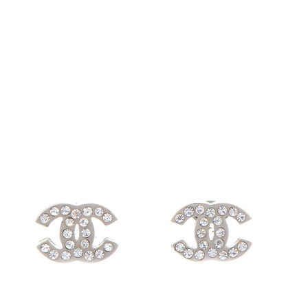 Chanel Crystal Timeless CC Earrings Silver 1 of 4