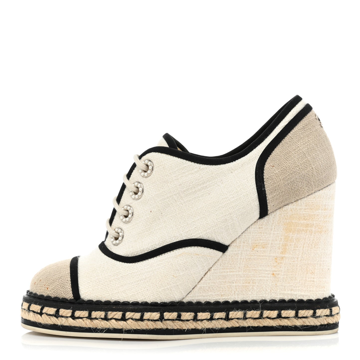 Raffia Lace Up Wedge Espadrilles 36 Beige