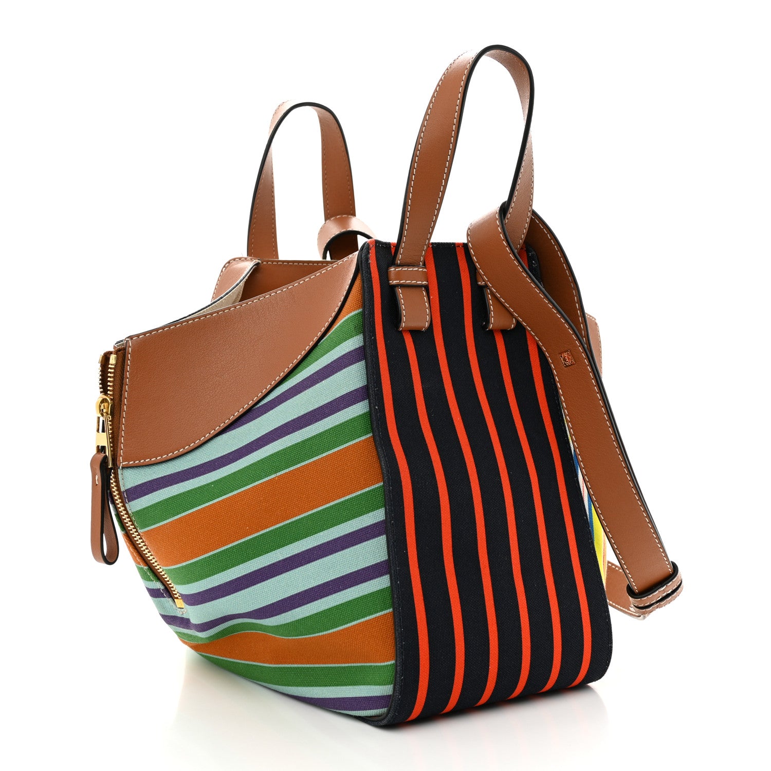 Loewe Canvas Calfskin Small Stripes Hammock Shoulder Bag Multicolor 3 of 11