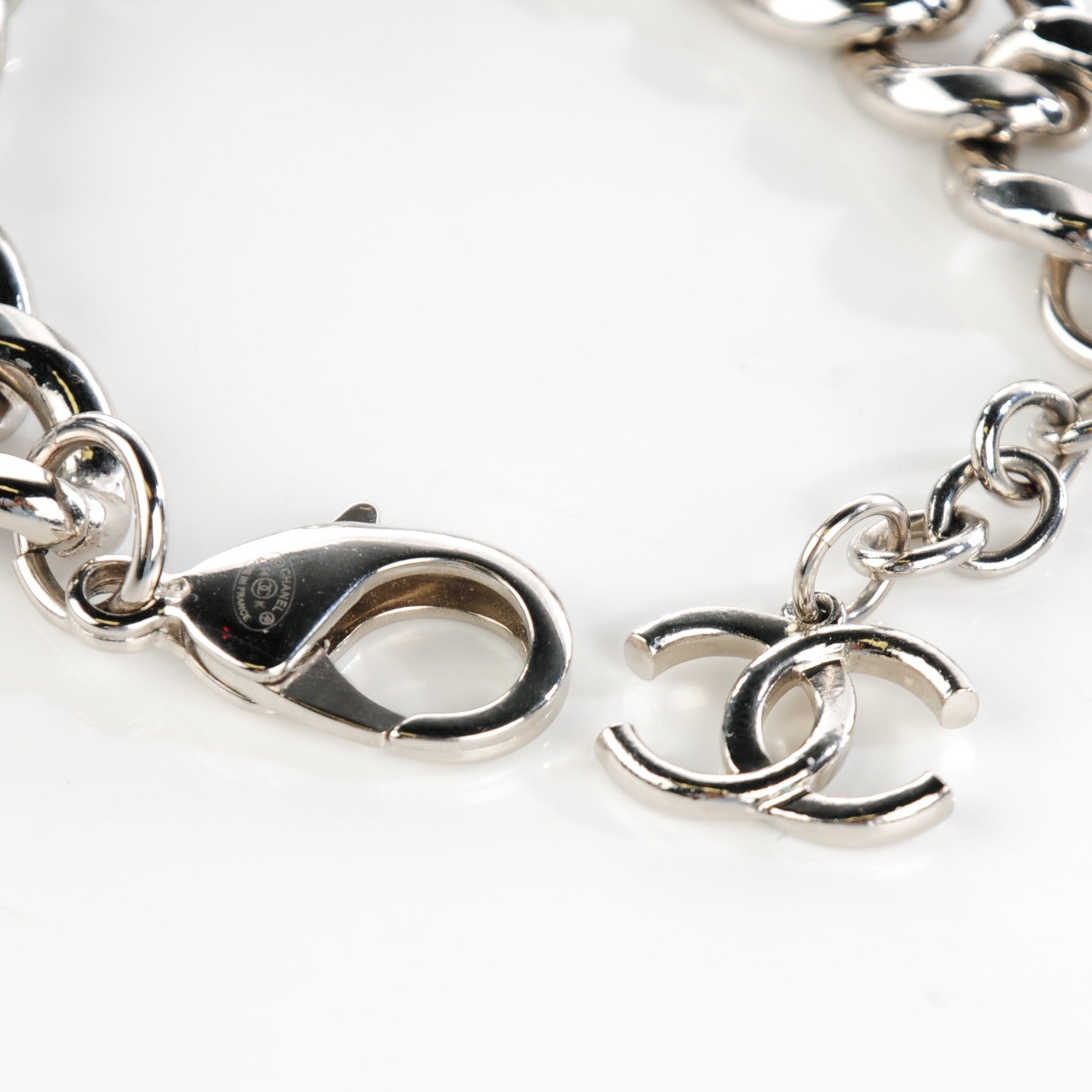Chanel Plexiglass Pearl CC Padlock Bracelet Silver 3 of 6