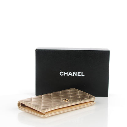 Chanel Metallic Lambskin Quilted Yen Wallet Gold 4 of 8