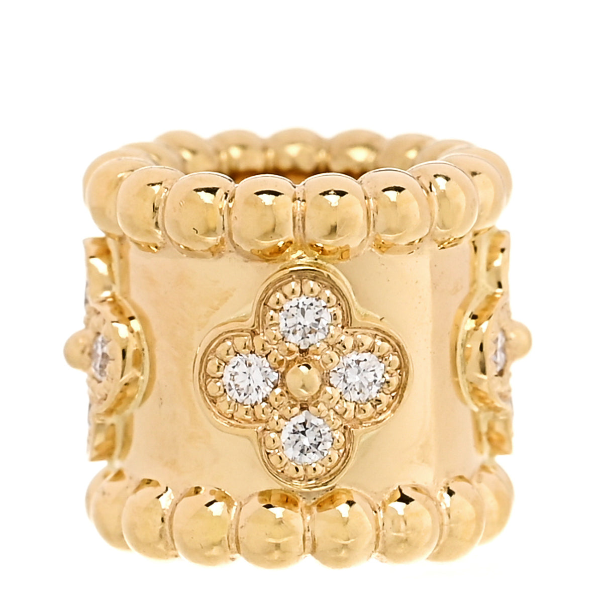 18K Yellow Gold Diamond Small Perlee Clovers Pendant