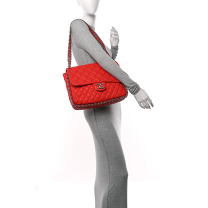 Chanel Washed Lambskin Quilted Maxi Chain Around Flap Red 2 of 15