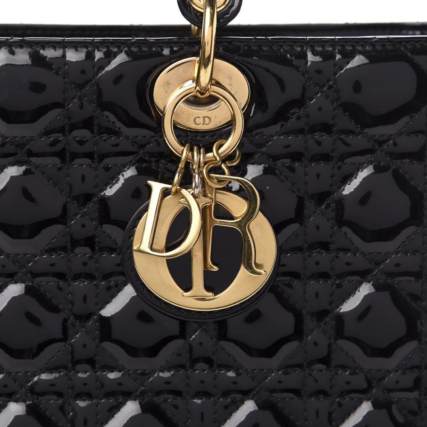 Patent Cannage Large Lady Dior Black