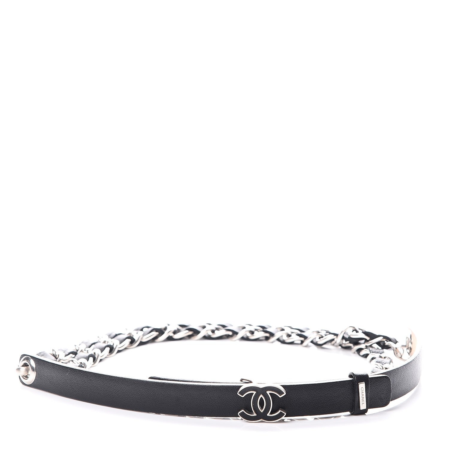 Chanel Lambskin CC Chain Belt 95 38 Black Silver 1 of 7